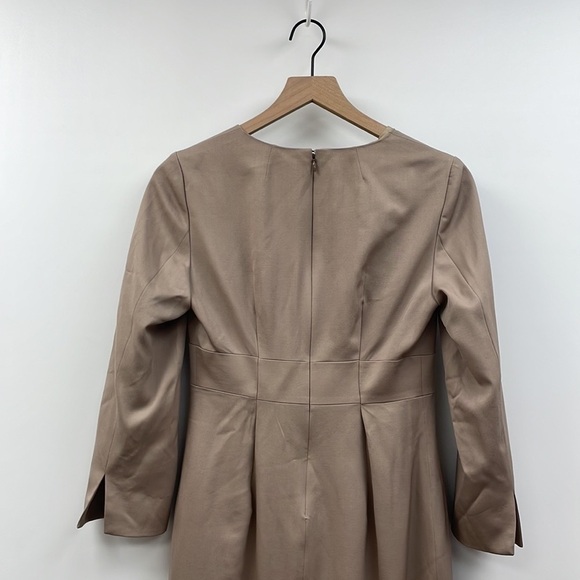 J. Crew 100% Wool Surplice Long Sleeve Knee-Length Shift Dress Minimalist Tan 6 - Picture 5 of 6